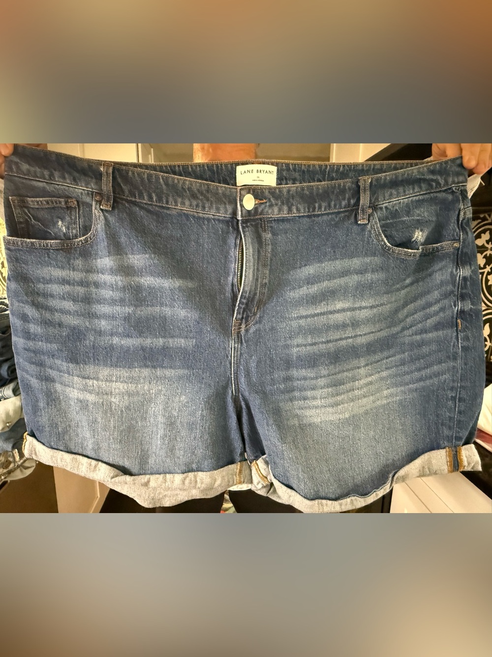 Lane Bryant Dark Blue Denim Jean Shorts
